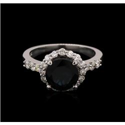 1.78 ctw Green Tourmaline and Diamond Ring - 14KT White Gold