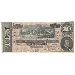 1864 $10 Confederate State of America Note