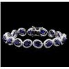 16.95 ctw Blue Sapphire and Diamond Bracelet - 18KT White Gold
