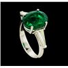 Image 4 : 4.00 ctw Emerald and Diamond Ring - 18KT White Gold