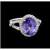 Image 1 : 4.70 ctw Tanzanite and Diamond Ring - 14KT White Gold