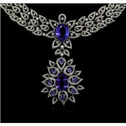 GIA Cert 22.54 ctw Tanzanite and Diamond Suite - 18KT White Gold