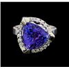 Image 2 : 14KT White Gold 6.78 ctw Tanzanite and Diamond Ring