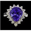 Image 2 : 5.44 ctw Tanzanite and Diamond Ring - 14KT White Gold