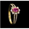Image 4 : 0.45 ctw Pink Topaz and Diamond Ring - 14KT Yellow Gold