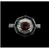 Image 2 : 2.38 ctw Purple Sapphire and Diamond Ring - 18KT White Gold