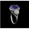 Image 4 : 4.25 ctw Tanzanite and Diamond Ring - 14KT White Gold