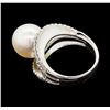 Image 3 : Pearl and Diamond Ring - 18KT White Gold