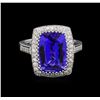 Image 2 : 14KT White Gold 5.95 ctw Tanzanite and Diamond Ring