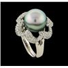 Image 4 : Pearl and Diamond Ring - 14KT White Gold