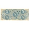Image 2 : 1863 $5 The Confederate States of America Note T-60 CC