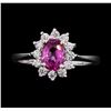 Image 2 : 1.00 ctw Pink Sapphire and Diamond Ring - 14KT White Gold