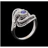 Image 4 : 0.27 ctw Sapphire and Diamond Ring - 14KT White Gold