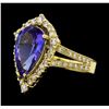 Image 1 : 3.10 ctw Tanzanite and Diamond Ring - 14KT Yellow Gold