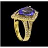 Image 4 : 3.10 ctw Tanzanite and Diamond Ring - 14KT Yellow Gold