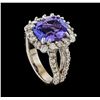 Image 4 : 5.34 ctw Tanzanite and Diamond Ring - 14KT White Gold