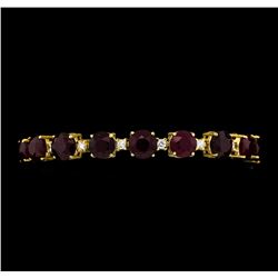 44.63 ctw Ruby and Diamond Bracelet - 14KT Yellow Gold