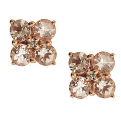 1.45 ctw Morganite and Diamond Earrings - 14KT Rose Gold