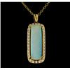 Image 2 : 10.88 ctw Opal and Diamond Pendant With Chain - 14KT Yellow Gold