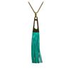Image 2 : Leather Tassel Chain Necklace - Gold Plated