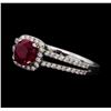 Image 1 : 1.05 ctw Ruby and Diamond Ring - 14KT White Gold