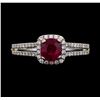 Image 2 : 1.05 ctw Ruby and Diamond Ring - 14KT White Gold