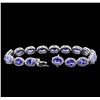 Image 3 : 13.00 ctw Tanzanite and Diamond Bracelet - 14KT White Gold