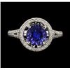 Image 2 : 1.87 ctw Tanzanite and Diamond Ring - 18KT White Gold