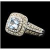Image 1 : 1.00 ctw Aquamarine and Diamond Ring - 14KT White Gold
