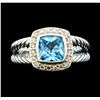 Image 2 : David Yurman Petite Albion Blue Topaz and Diamond Ring - Sterling Silver