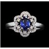 Image 2 : 0.88 ctw Sapphire and Diamond Ring - 14KT White Gold