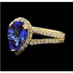 2.05 ctw Tanzanite and Diamond Ring - 14KT Yellow Gold