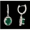 Image 2 : 6.33 ctw Emerald and Diamond Earrings - 14KT White Gold