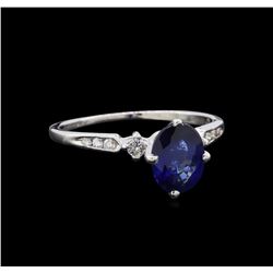 1.41 ctw Sapphire and Diamond Ring - 14KT White Gold