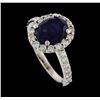 Image 4 : 3.01 ctw Sapphire and Diamond Ring - 14KT White Gold