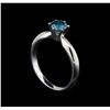 Image 4 : 14KT White Gold 0.68 ctw Round Cut Fancy Blue Diamond Solitaire Ring