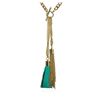 Image 2 : Double Leather Tassel Chain Necklace - Gold Plated