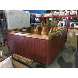 CAL SPA MAYAN COPPER GLOSS ACRY 100X100, MAHOGANY BASE, 51JETS, LOUNGER, WATERFALL CASCADE, 6BHP 1