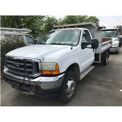 2001 FORD F-450, 2 DOOR DUMP, WHITE, VIN # 1FDXF46F51EB04242