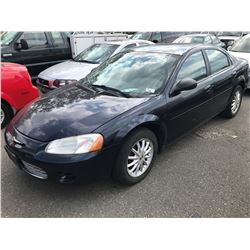 2002 CHRYSLER SEBRING, BLUE, VIN# 1C3EL46R42N314819, 185,055KMS, RD,CD,PW,CC,PL,TW,AC, GAS,