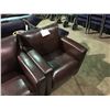Image 2 : 3 PCS BROWN LEATHER MODERN SOFA SET
