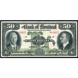 Bank of Montreal, $50, 1931, PMG VF-30