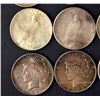 Image 2 : Lot of 9 Silver "Peace" Dollars, Various date.