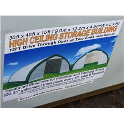 30' x 40' x 15' PEAK CEILING DOUBLE DOOR STORAGE BUILDING