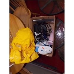 BOX - CHILD'S SEWING MACHINE - AIR MATTRESS - ETC