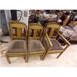 VINTAGE OAK CHAIRS - 6 TTL - 2 WITH ARMS