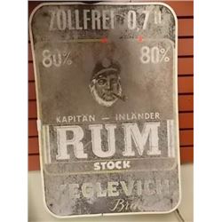 BREWER'S COLLECTIBLE SIGN - KAPTAIN - INLANDER RUM METAL