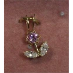 PENDANT - NEW - FLOWER DESIGNED 10K YELLOW GOLD WITH CUBIC ZIRCONIA STONES - WITH CERTIFICATE $450