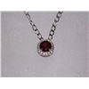 Image 2 : NECKLACE - ROUND FACETED RICH DEEP RED/BROWN GARNET & ROUND FACETED DIAMOND IN STERLING SILVER SETTI