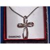 Image 5 : NECKLACE - 2 ROUND FACETED WHITE DIAMONDS IN STERLING SILVER CROSS DESIGNED SETTING - RETAIL ESTIMAT